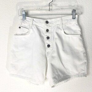 Vintage 90’s Bonjour White Denim High-waist Exposed Button Fly Shorts